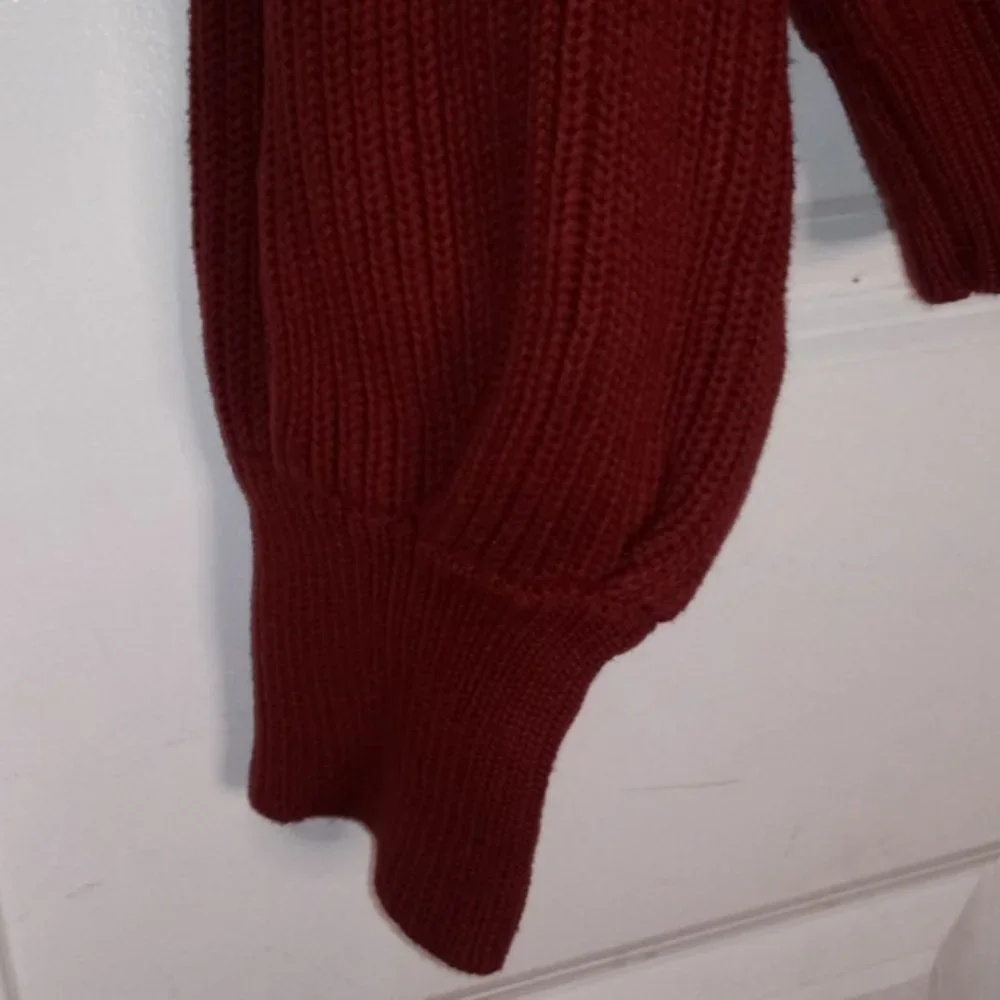 Lush Puff Sleeve Ribbed Sweater In Copper Size L - Picture 9 of 12